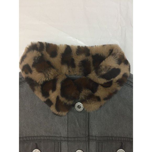 Toddler Girls' Leopard Collar Jean Jacket Size 3T - Picture 5 of 10